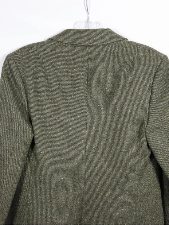Banana Republic Tweed Blazer Size 4 Green Wool Classic Tailored Jacket - Picture 10 of 11